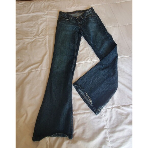 X2 Denim Laboratory Jeans Womens Size 6 Short Flare With Distressed Denim Look - Picture 1 of 11